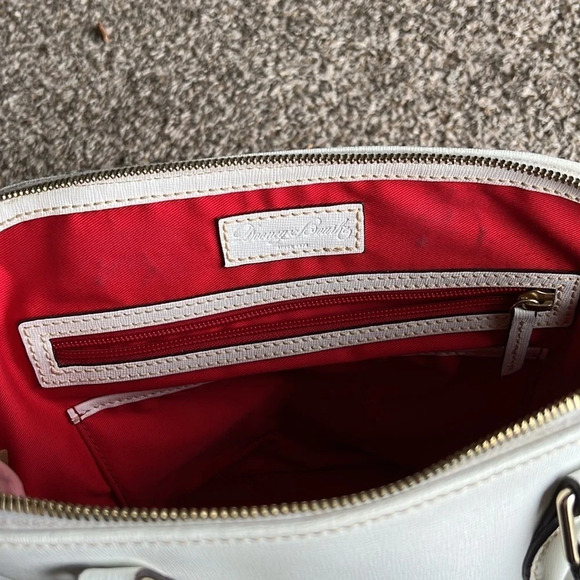 Dooney and Bourke White Saffiano Pebble Leather Satchel Zip Up - Picture 7 of 14